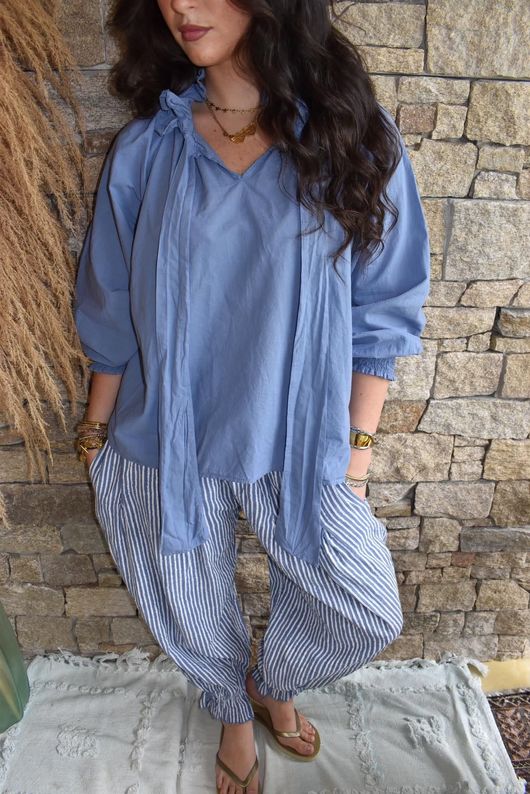 Larc Poet Blouse Denim